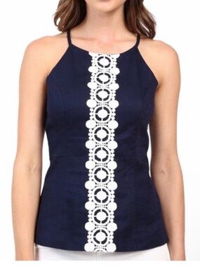 Lilly Pulitzer Annabelle navy halter tank -Size 6